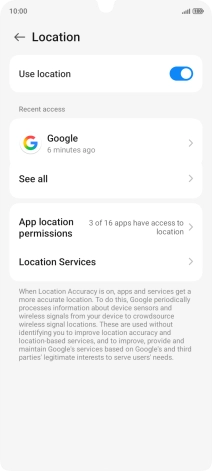 Press App location permissions.