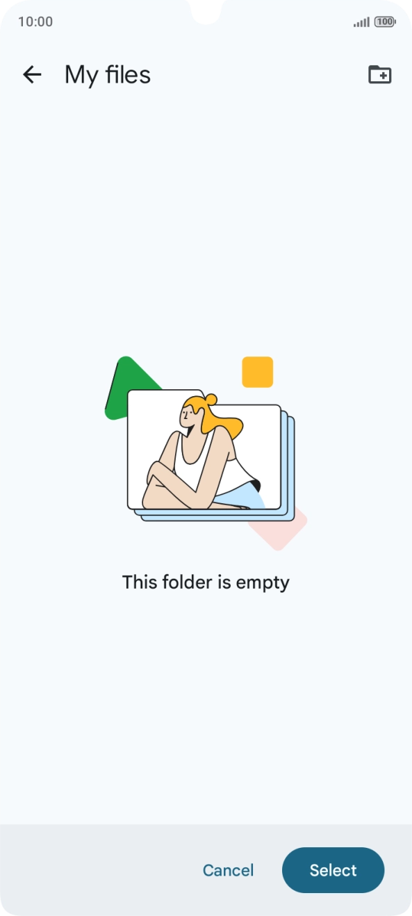 To create a new folder, press the new folder icon and follow the instructions on the screen to create a new folder.
