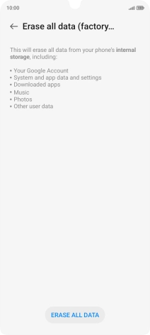 Press ERASE ALL DATA. Press ERASE ALL DATA.