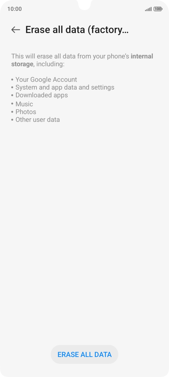 Press ERASE ALL DATA. Press ERASE ALL DATA.