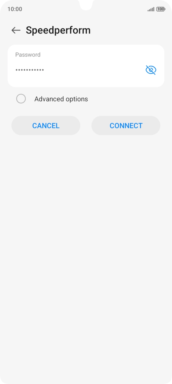 Key in the password for the Wi-Fi network and press CONNECT.