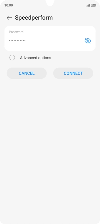 Key in the password for the Wi-Fi network and press CONNECT.