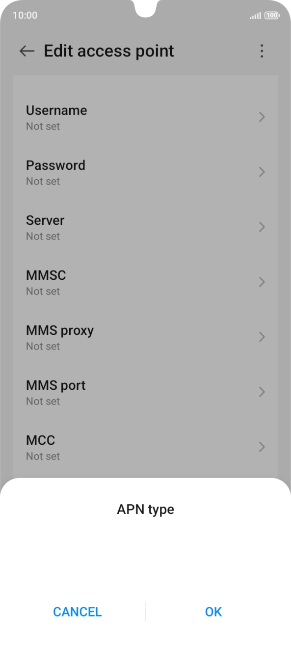 Key in default and press OK. Key in default and press OK.