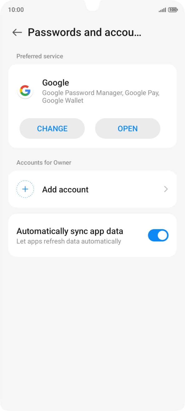 Press Add account. Press Add account.