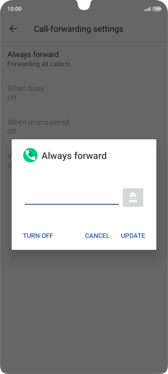 Key in +61101 and press TURN ON.