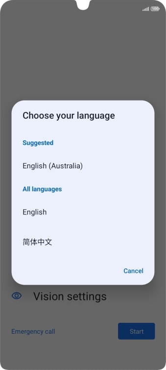 Press the required language.