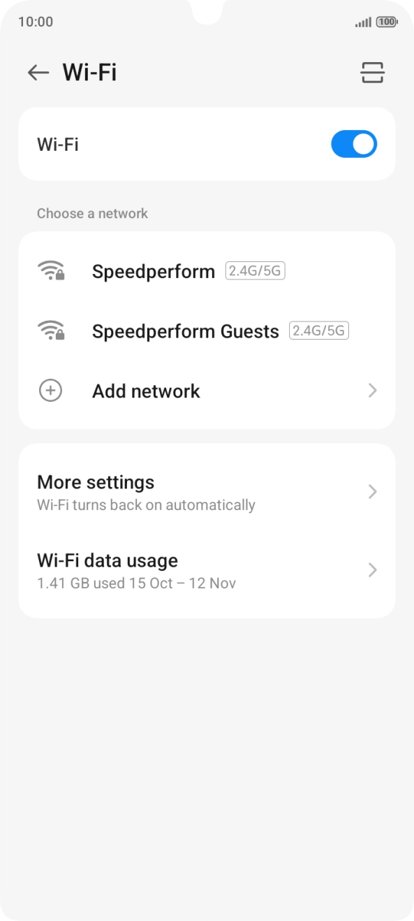 Press the required Wi-Fi network.
