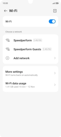 Press the required Wi-Fi network.
