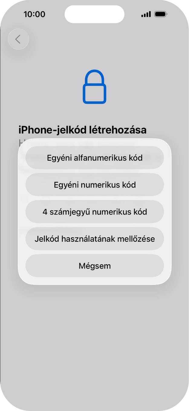 A képernyőzár használatának bekapcsolásához kövesd a képernyőn megjelenő utasításokat, vagy válaszd a Jelkód használatának mellőzése lehetőséget.