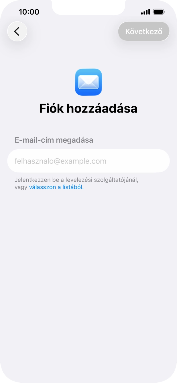 Kattints az „E-mail-cím megadása” alatti mezőre, és írd be az e-mail címedet.