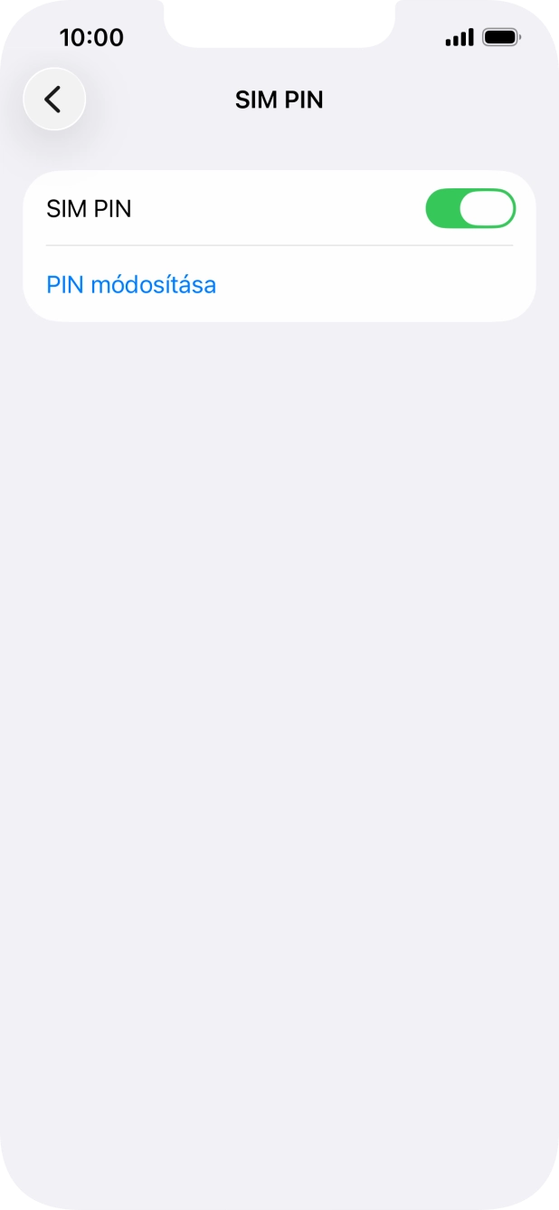 Kattints a „SIM PIN” melletti csúszkára a funkció be- vagy kikapcsolásához.