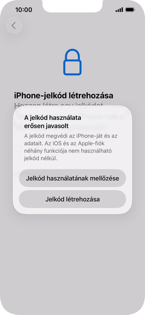 Ha kikapcsolod a funkciót, válaszd a Jelkód használatának mellőzése lehetőséget.