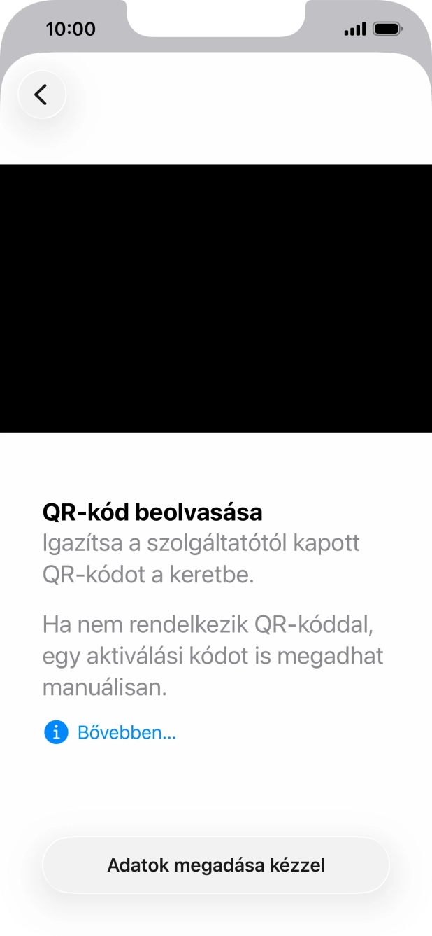 Helyezd az elküldött QR-kódot a telefon kameráján látható kereten belülre a kód beszkenneléséhez.