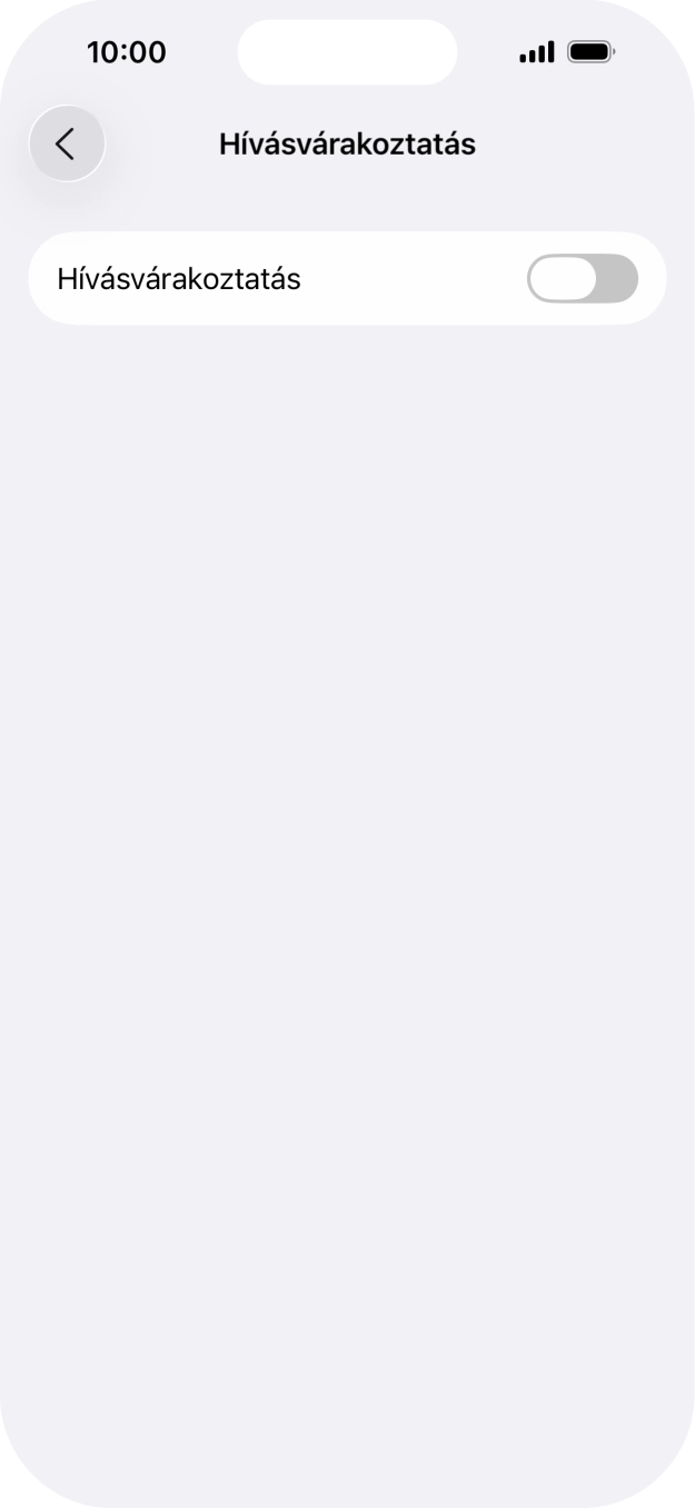 Kattints a „Hívásvárakoztatás” melletti csúszkára a funkció be- vagy kikapcsolásához.