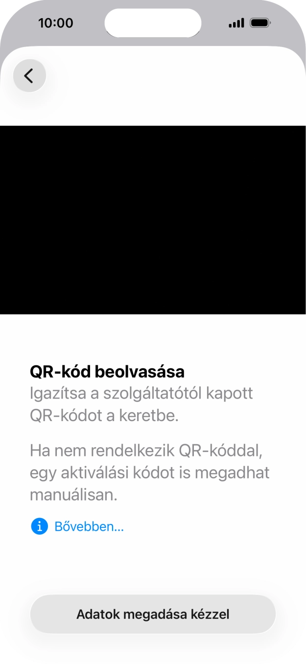 Helyezd az elküldött QR-kódot a telefon kameráján látható kereten belülre a kód beszkenneléséhez.