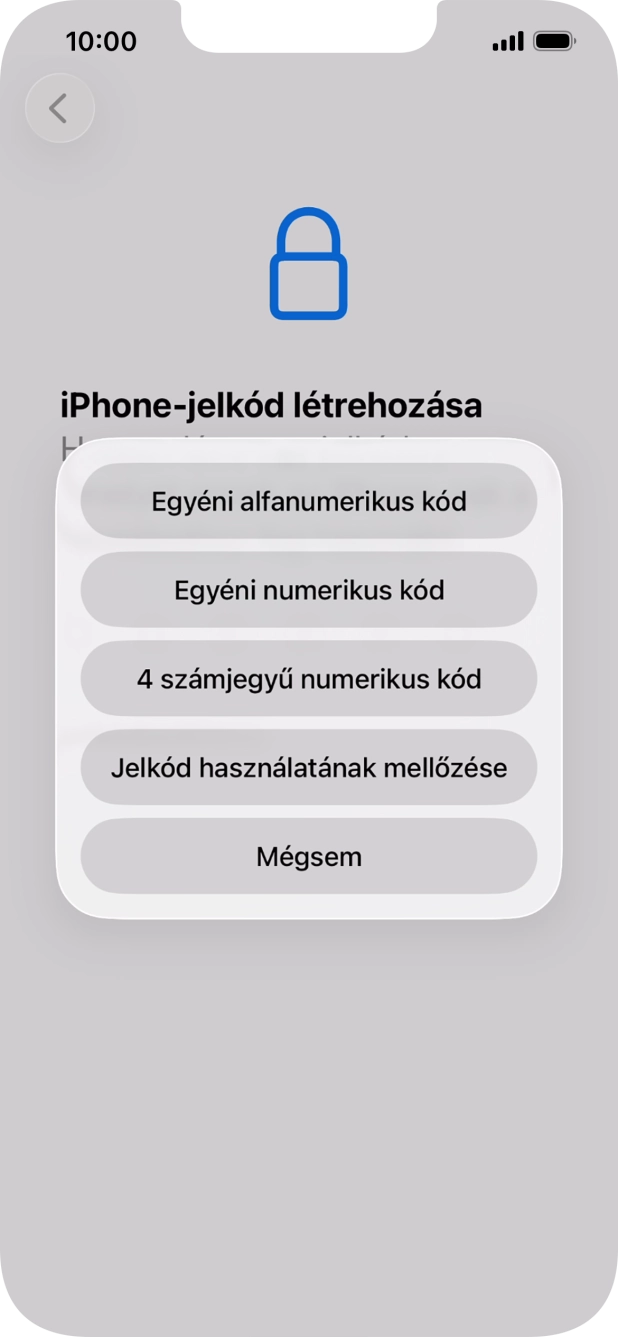 A képernyőzár használatának bekapcsolásához kövesd a képernyőn megjelenő utasításokat, vagy válaszd a Jelkód használatának mellőzése lehetőséget.