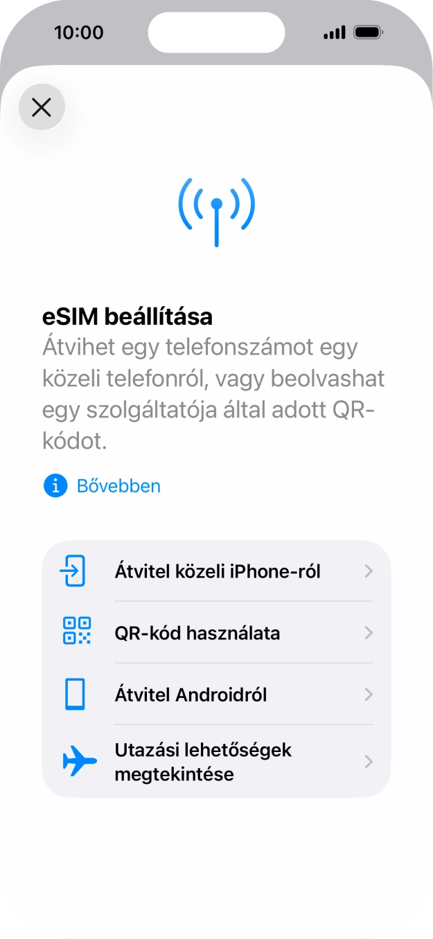 Válaszd a QR-kód használata lehetőséget.