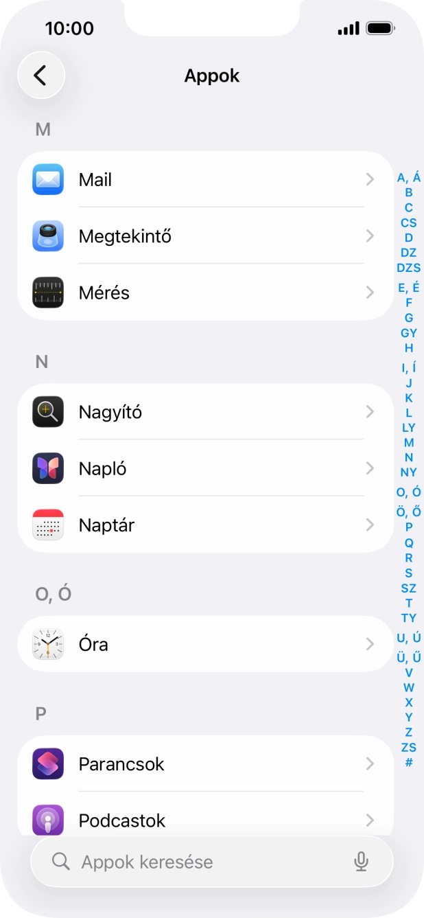 Válaszd a Mail lehetőséget.