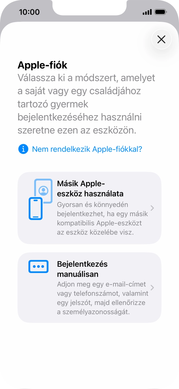 Válaszd a Bejelentkezés manuálisan lehetőséget.