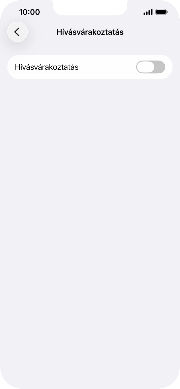 Kattints a „Hívásvárakoztatás” melletti csúszkára a funkció be- vagy kikapcsolásához.