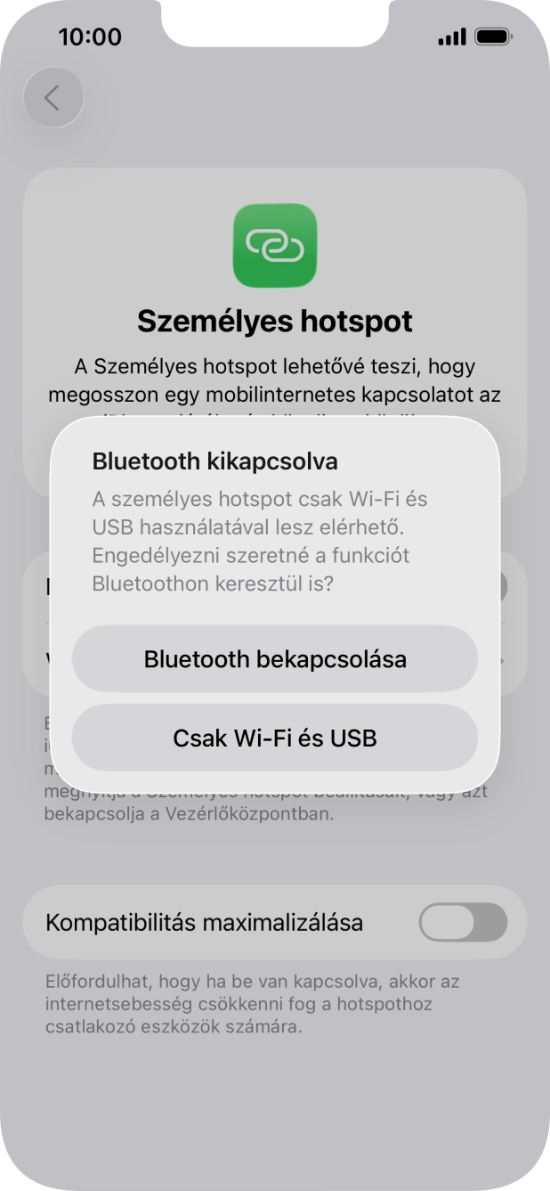 Amennyiben be van kapcsolva a Wi-Fi, válaszd a Csak Wi-Fi és USB lehetőséget.