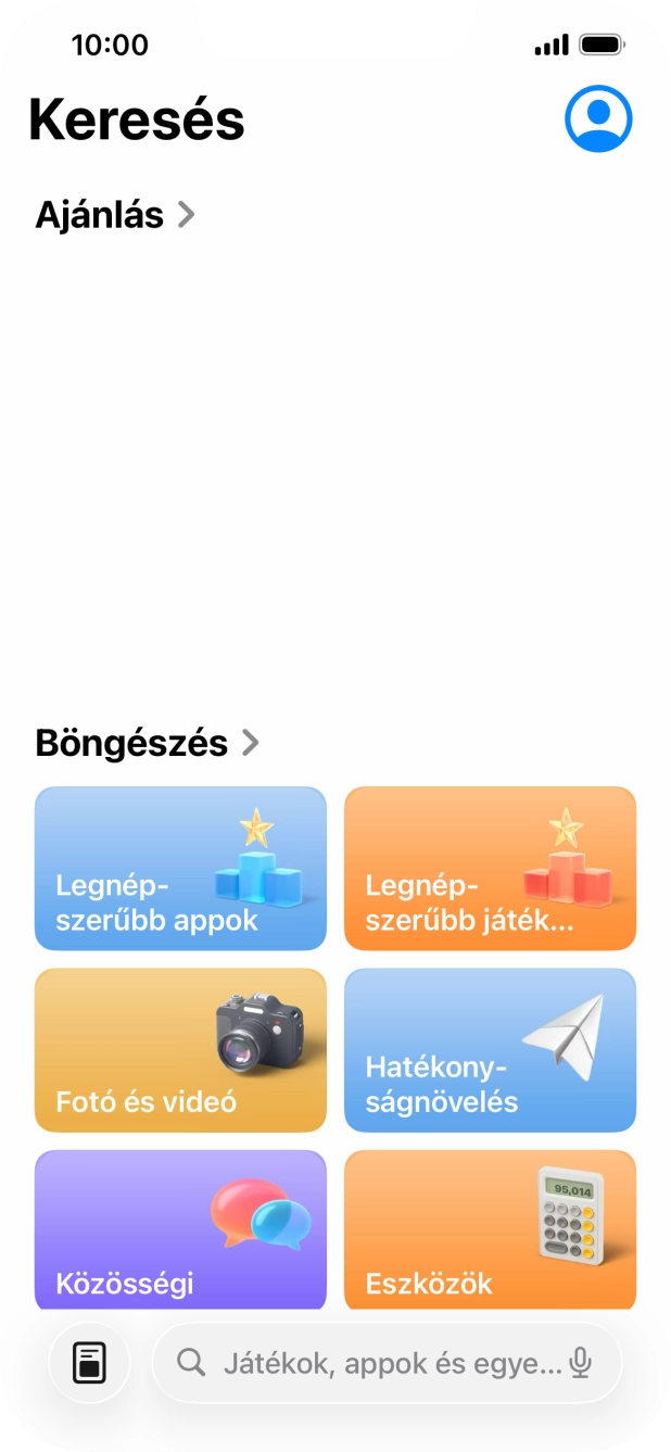 Kattints a keresés mezőre, és írd be a keresett alkalmazás nevét vagy tárgykörét.