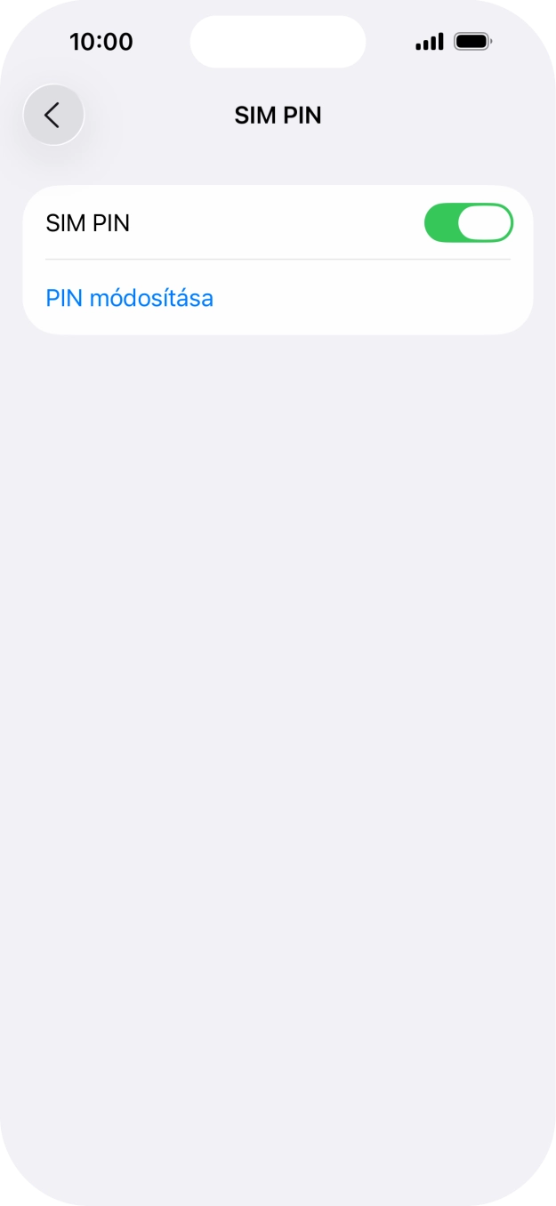 Kattints a „SIM PIN” melletti csúszkára a funkció be- vagy kikapcsolásához.