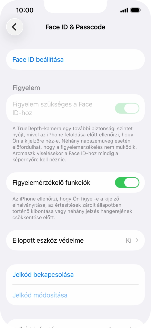 Válaszd a Jelkód bekapcsolása lehetőséget, és írj be kétszer egymás után egy tetszőleges képernyőzárkódot.