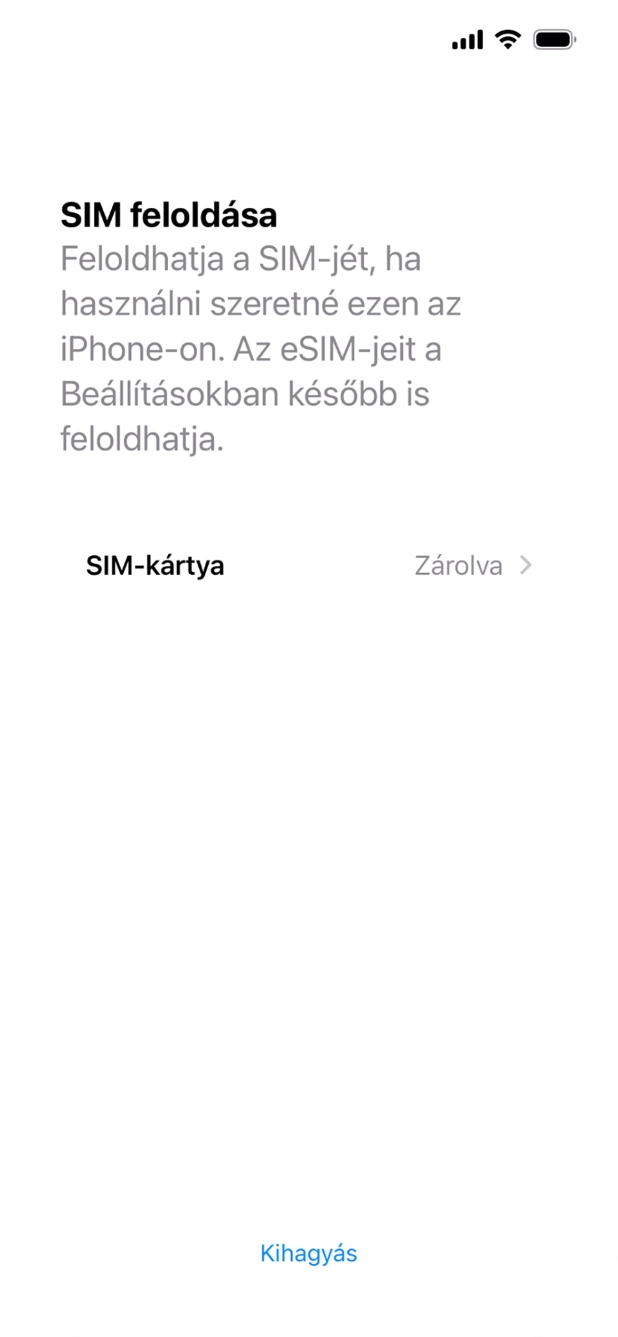 Válaszd a SIM-kártya lehetőséget.