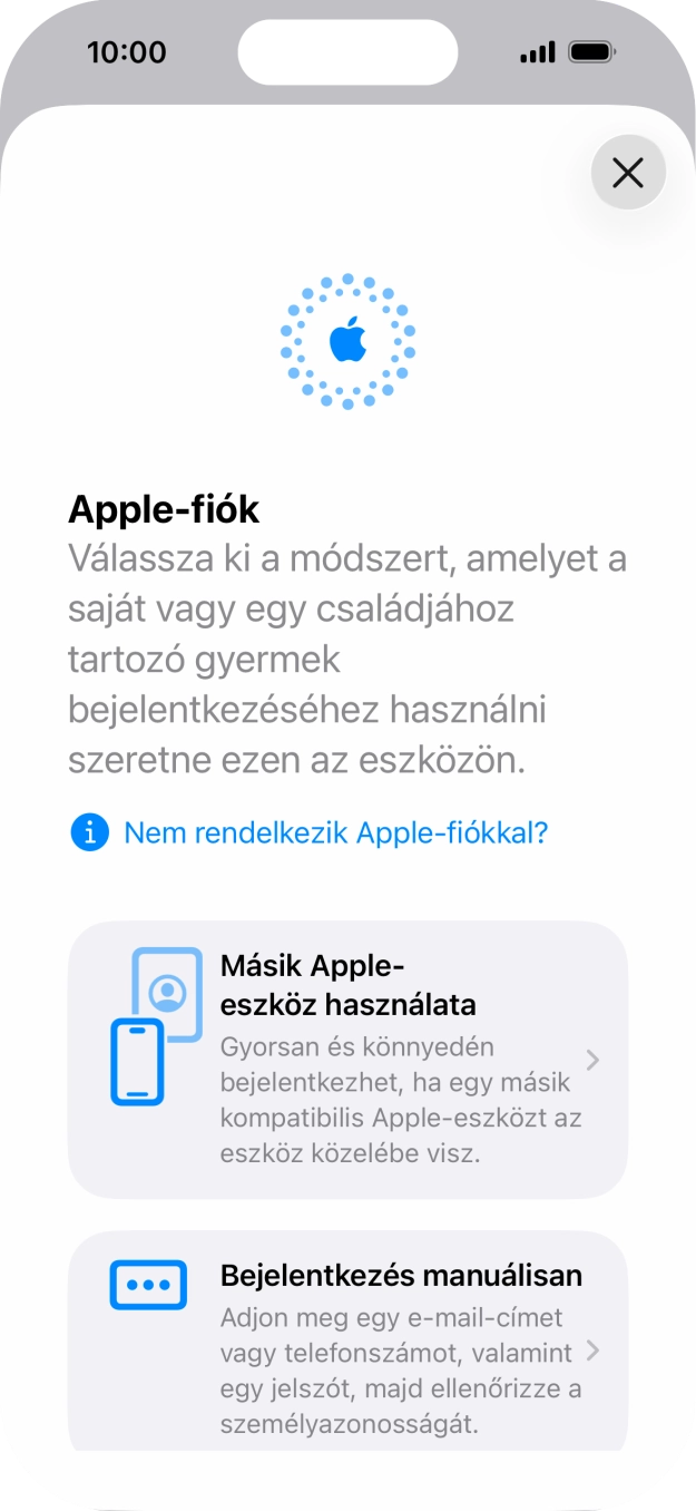 Válaszd a Bejelentkezés manuálisan lehetőséget.