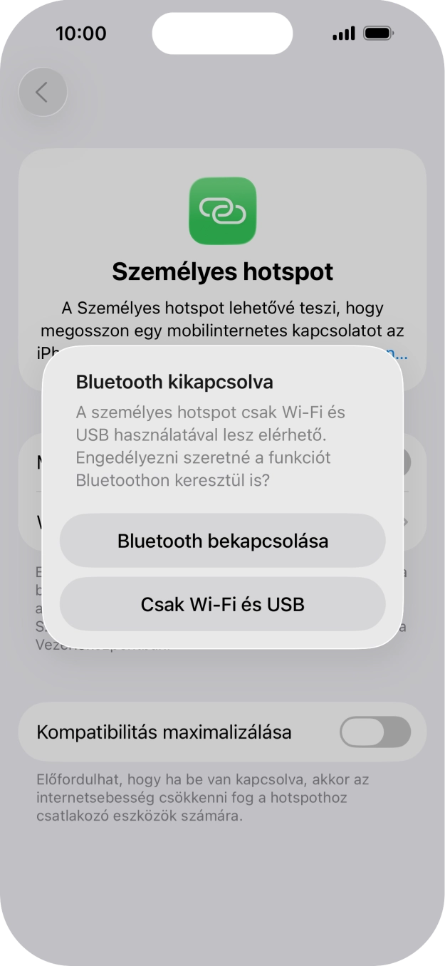 Amennyiben be van kapcsolva a Wi-Fi, válaszd a Csak Wi-Fi és USB lehetőséget.