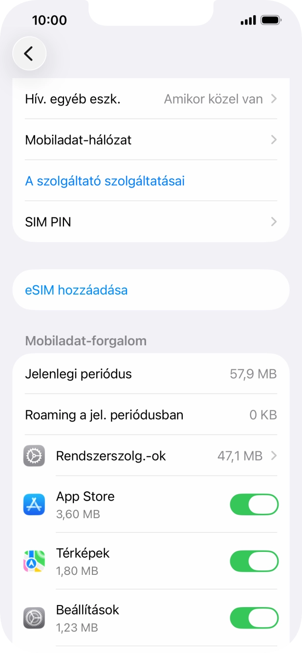 Kattints a kívánt programok melletti csúszkákra a funkciók be- vagy kikapcsolásához.