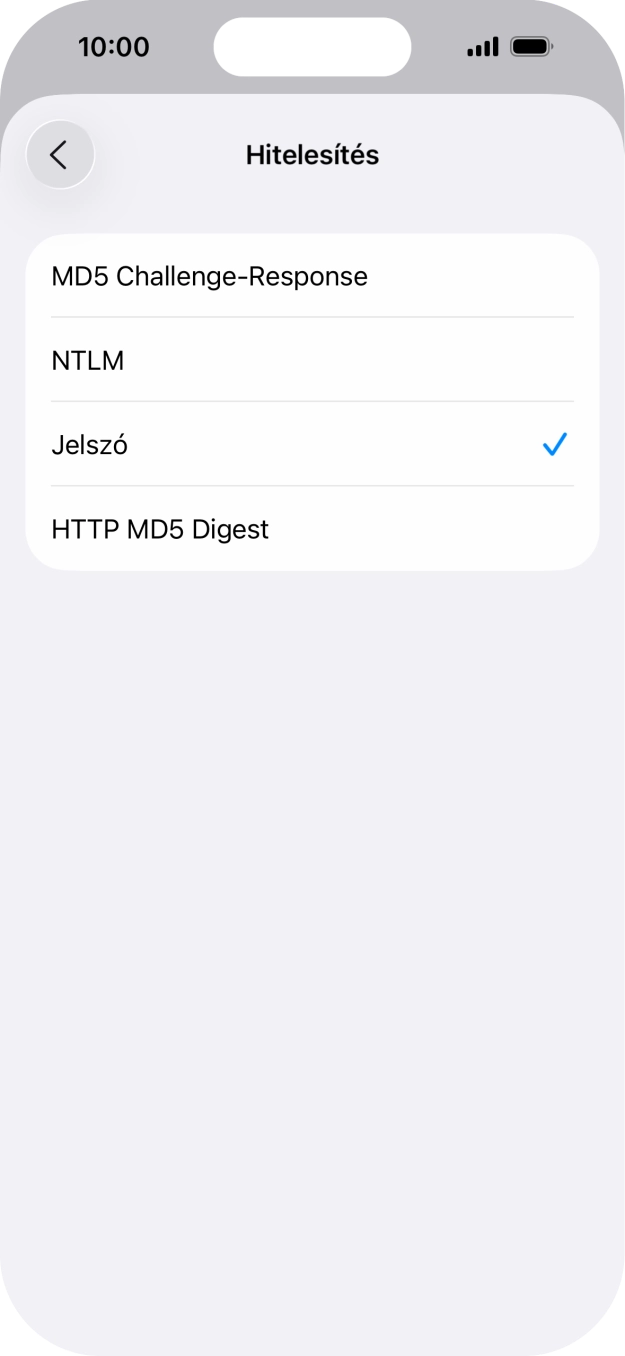 Válaszd a Jelszó lehetőséget.