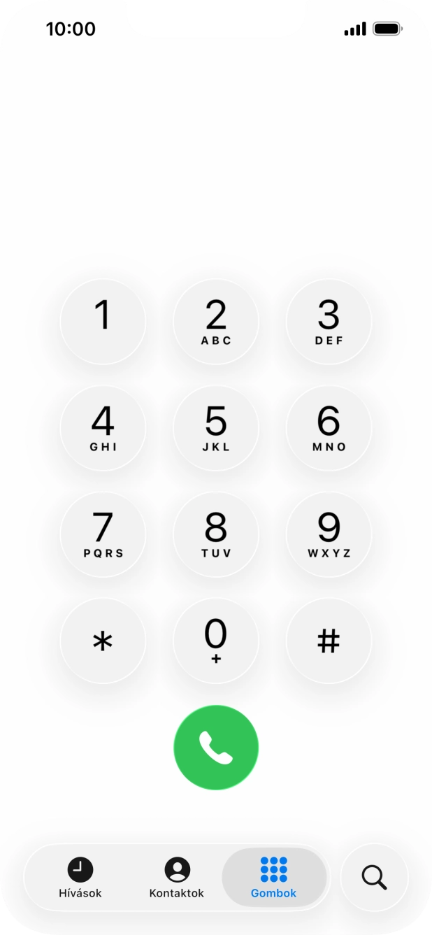 Írd be azt, hogy **21*+36709090999#, és kattints a hívás ikonra.