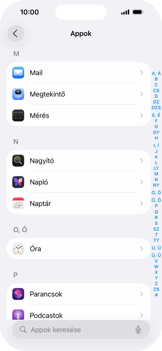 Válaszd a Mail lehetőséget.