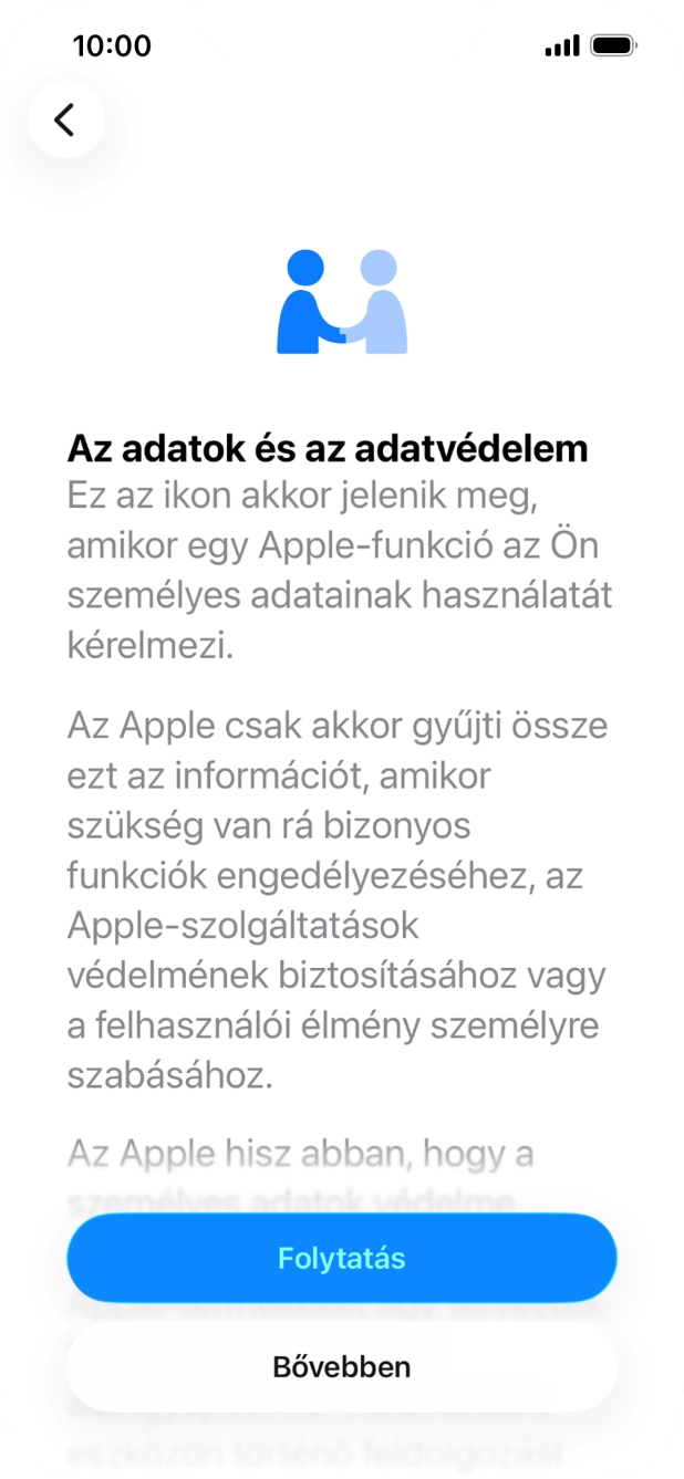 Válaszd a Folytatás lehetőséget.