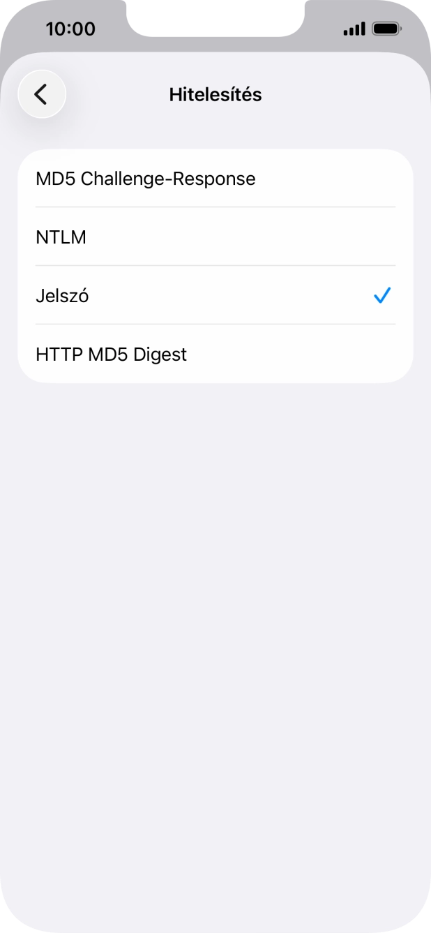Válaszd a Jelszó lehetőséget.