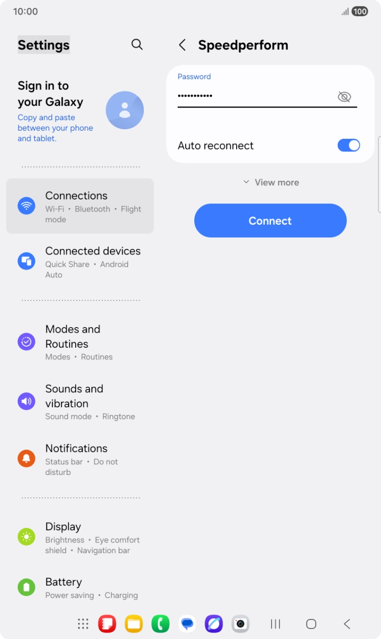 Key in the password for the WiFi network and press Connect.