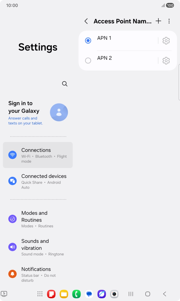 Press the field next to the data connection to activate it.