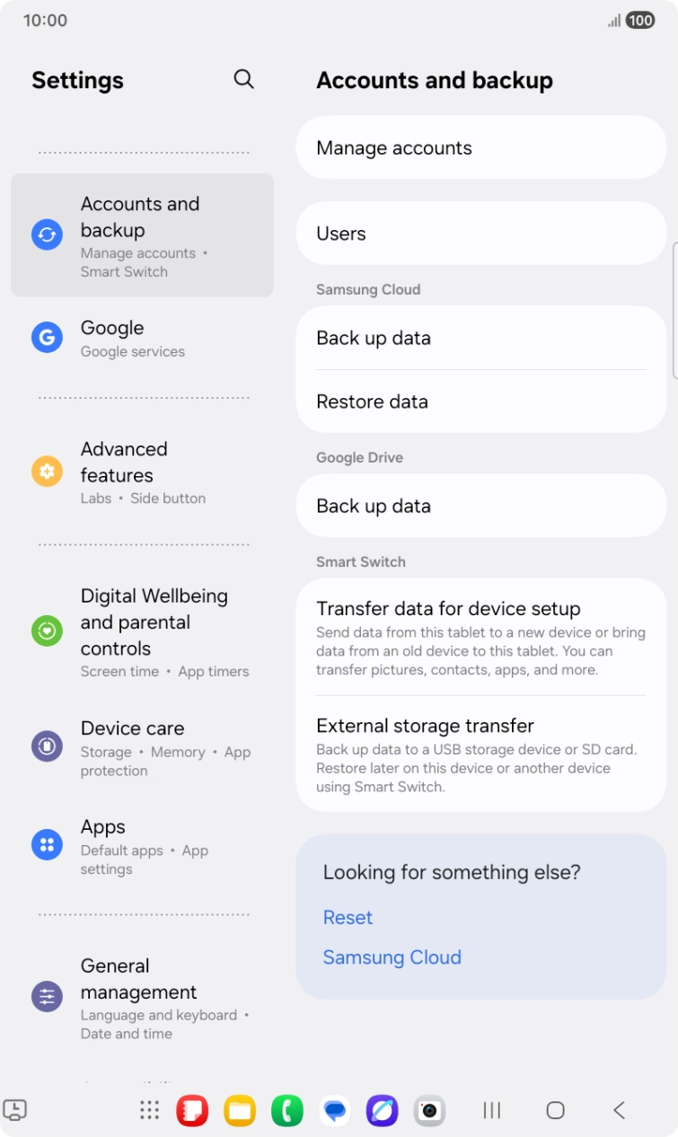 Press Manage accounts.
