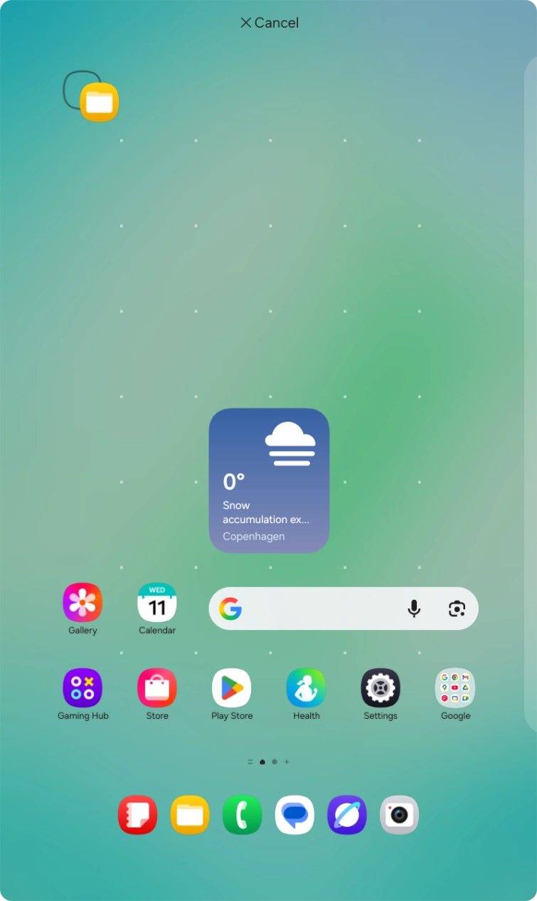 Drag the app icon to the required position on the home screen.