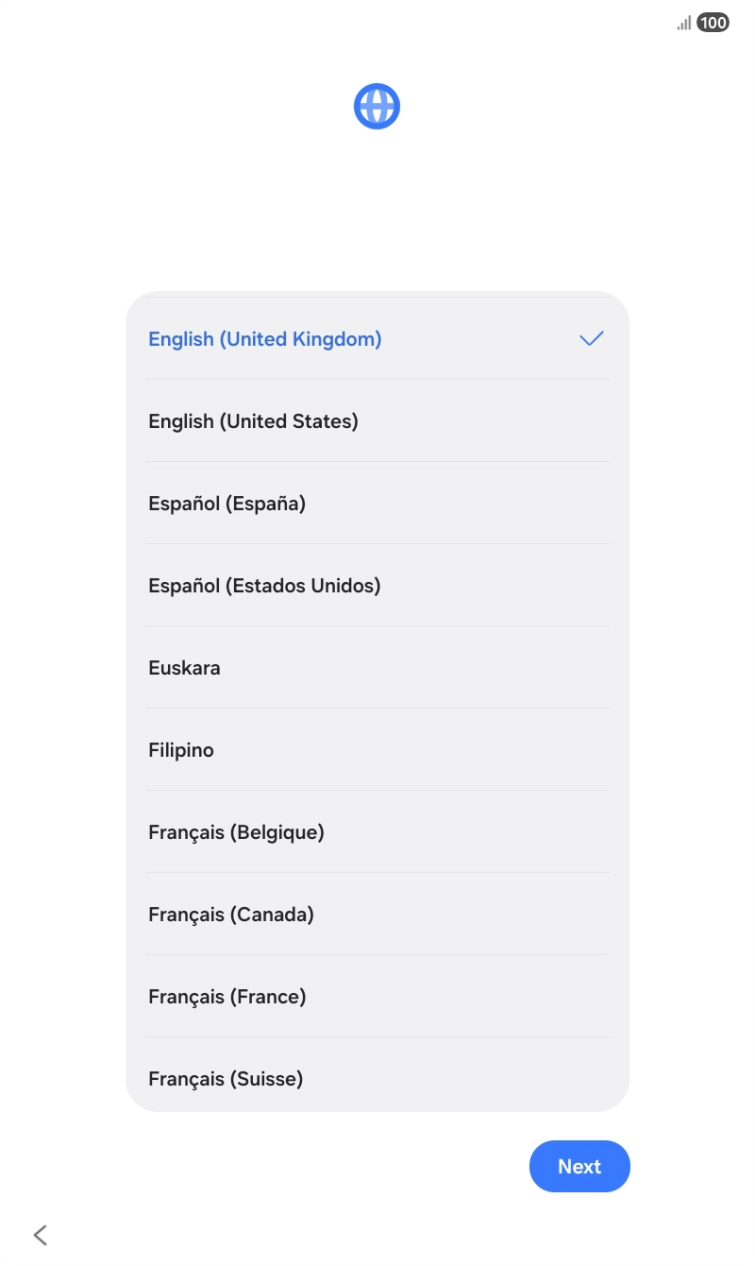 Press the required language.