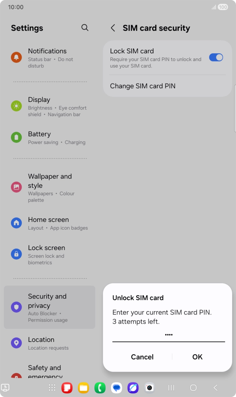 Key in your SIM PIN and press OK. The default SIM PIN is 0000.
