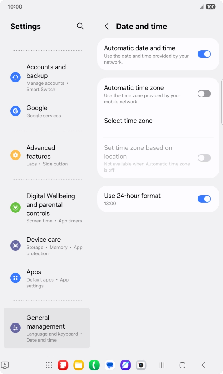 Press the indicator next to 'Automatic time zone' to turn on the function.
