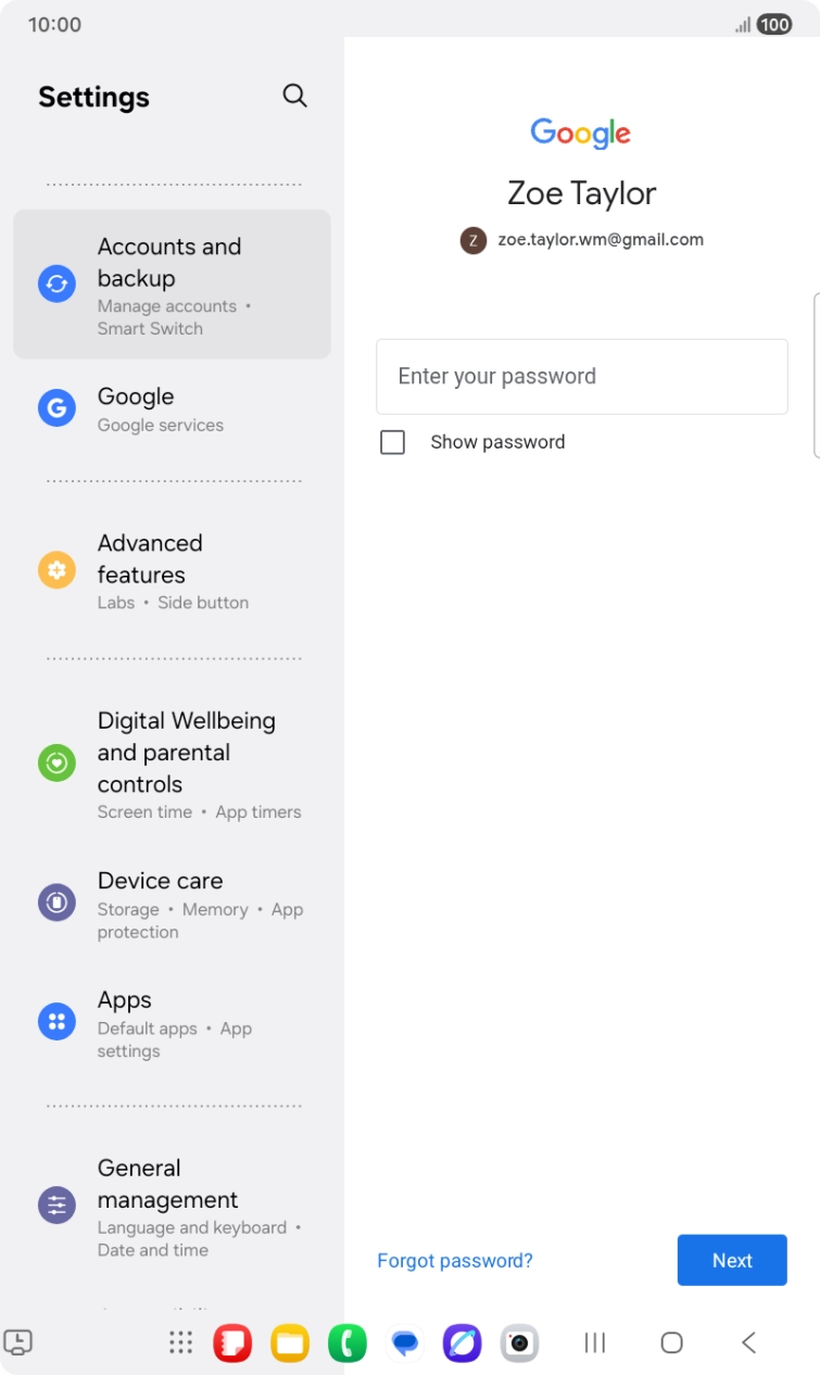 Press Enter your password and key in the password for your Google account.
