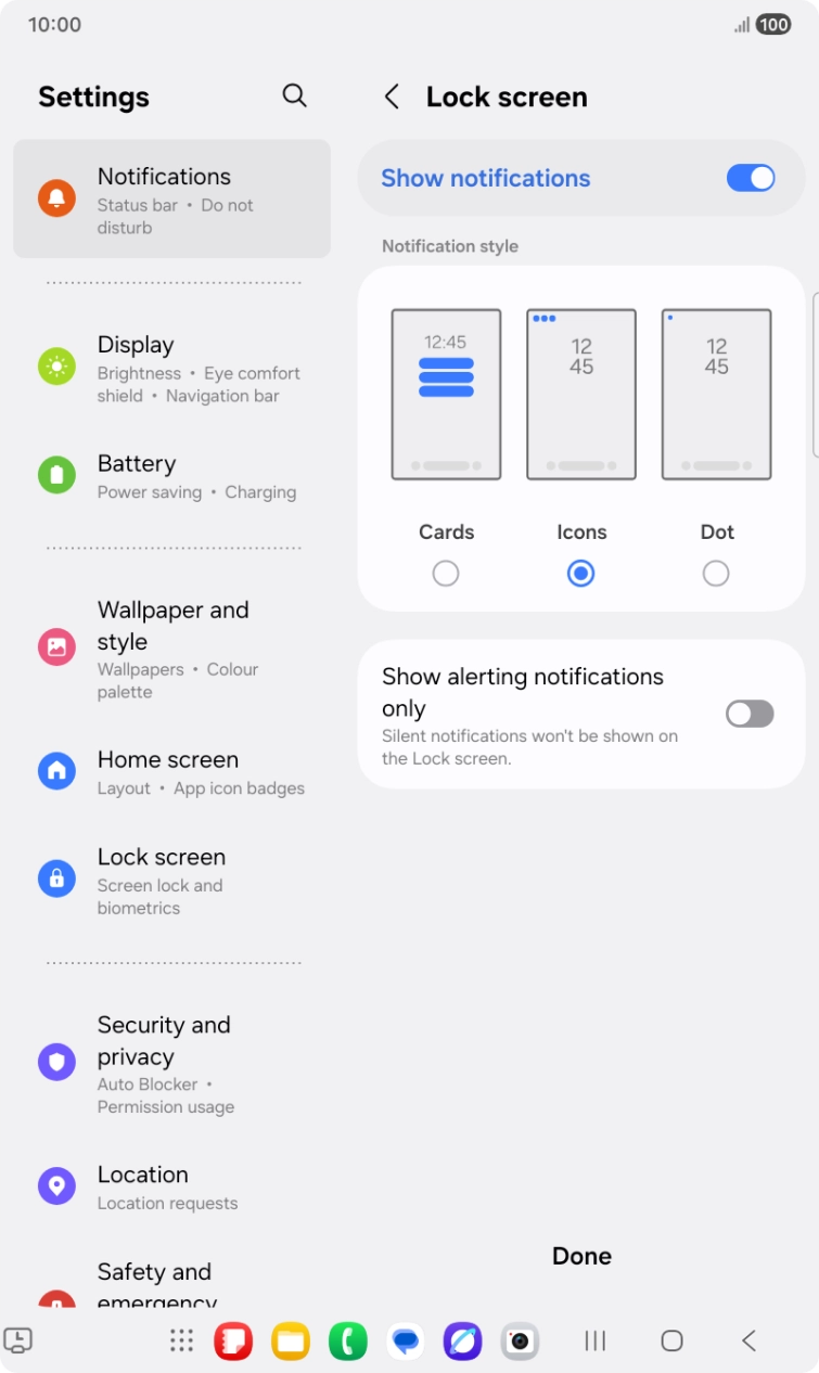 Press the required settings.