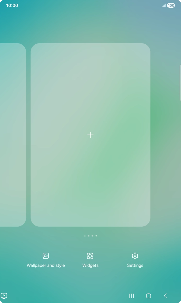 Press the add icon to add a home screen page.