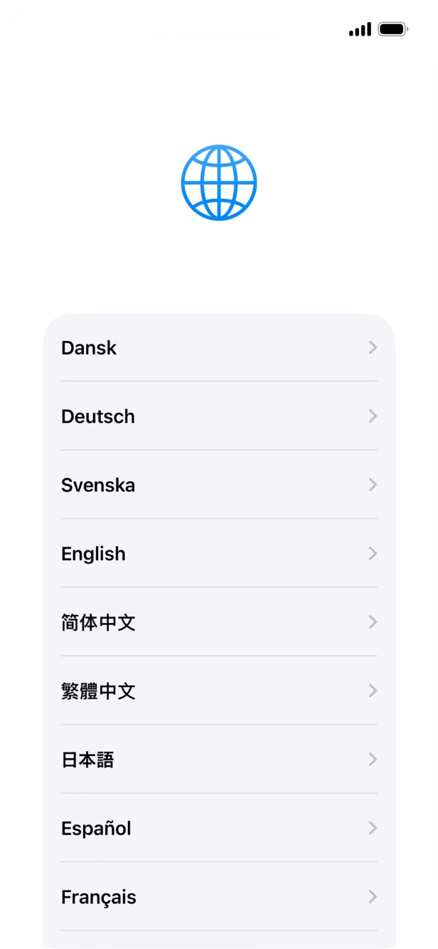Press the required language.