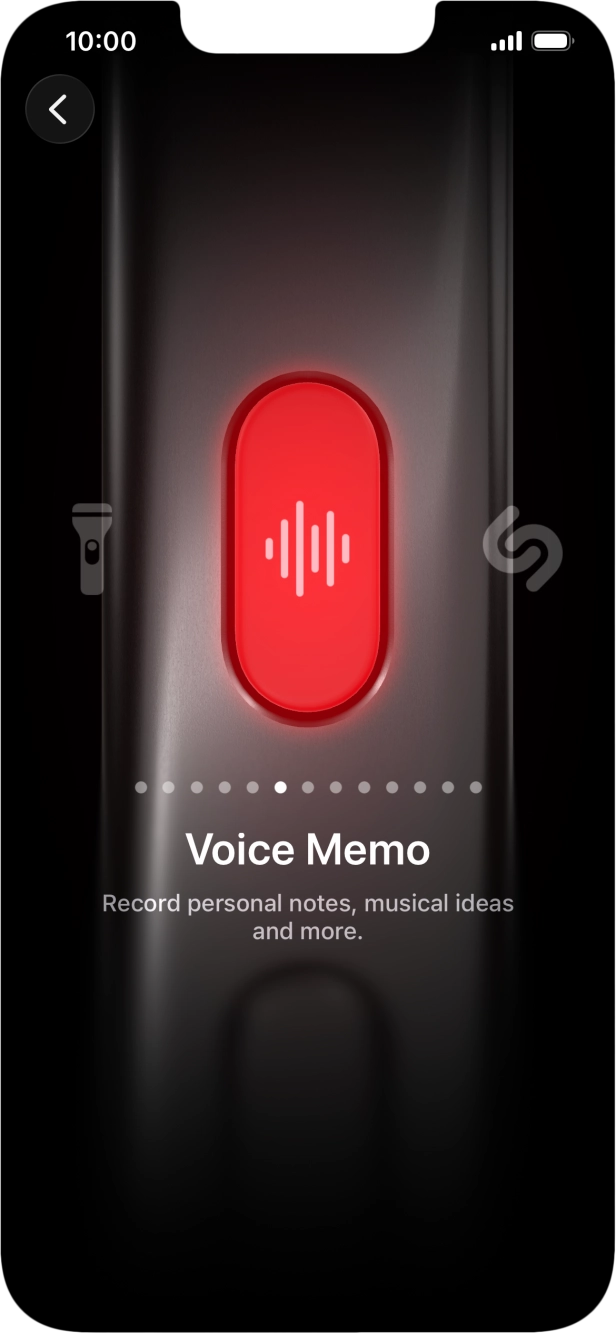 Slide your finger right or left on the screen to select the required function.