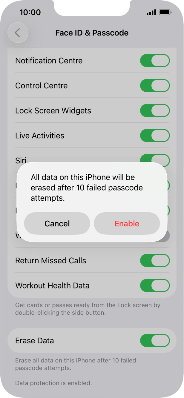 If you turn on the function, press Enable.